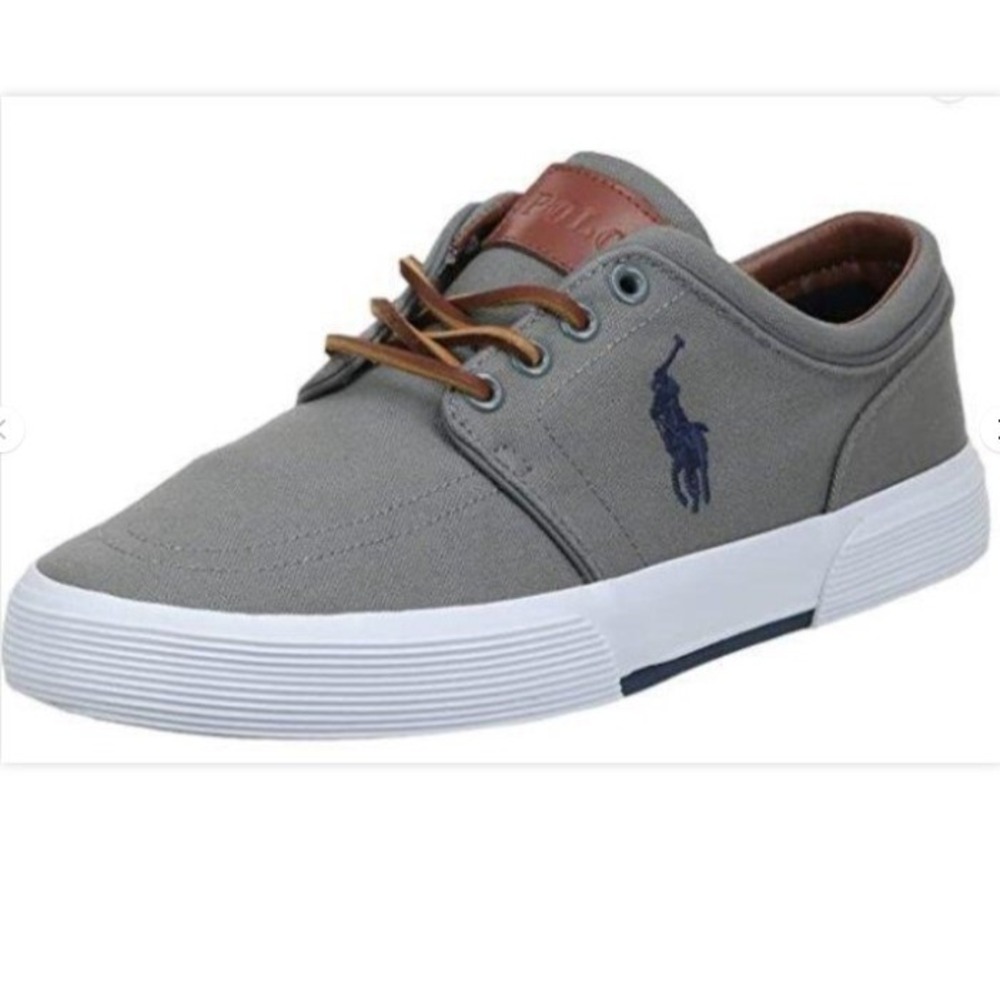 Polo Ralph Lauren Faxon Low Gray Canvas Sneakers Mens Shoes Size 9